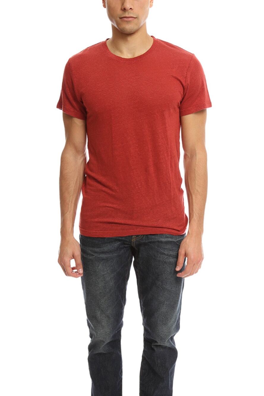 IRO Red 100% Linen Short Sleeve Crewneck Solid T-Shirt Men’s Size Large